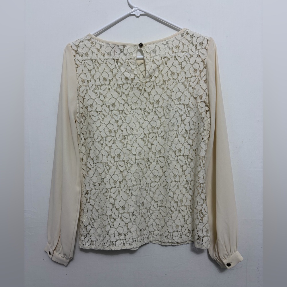 Banana Republic Lace Blouse XS Cream Floral Long Sleeve Elegant Top(A470)✨ - Picture 11 of 14